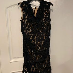 Nude dress with black lace